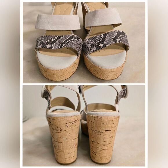 Geox Respira Wedged Sandals In Gray Snakeskin embossed leather 9 - Picture 2 of 9